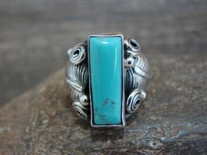 Navajo Sterling Silver & Turquoise Feather Ring by D. Morgan - Size 7 - Picture 1 of 7