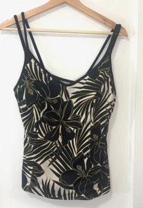 Miraclesuit Damen schwarz/weiß/grün Blumendruck Tankini Oberteil, US 14 - Bild 1 von 11