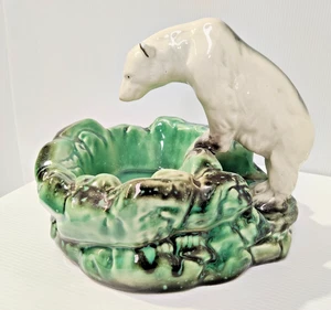 Stunning Large Art Deco Czech Bohemia TTT Figurine Polar Bear Dish Ashtray -AF - Picture 1 of 11