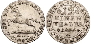 i-650409 German States Brunswick-Wolfenbuttel 1⁄12 Thaler 1806 MC. NGC AU 58. - Picture 1 of 2