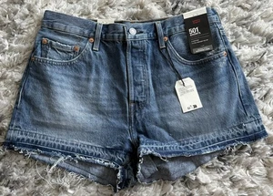 Levi 501 Jean Shorts Size 29 High Rise 100% Cotton Cut Off - Picture 1 of 8