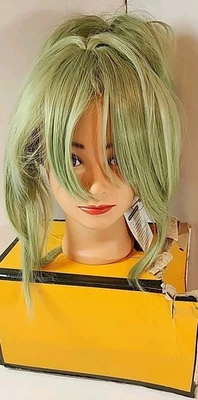 NUEVO Anime Genshin Impact Kuki Shinobu Peluca Verde Claro Corto Juegos con disfraces Peluca Foto 1 de 3