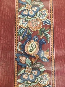 Vintage 1991 Richloom Jacobean Floral Fabric Chintz Polished 6 Yards X 56” - Picture 1 of 11