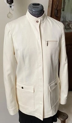 VALE LA PENA Mujer Traje Militar a Presión Chaqueta Carga Forrada Marfil Talla 4 Spandex Foto 1 de 4