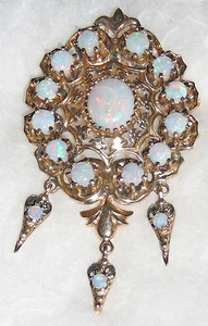 Opal and 14K gold pin pendant circa 1960s, purchased in Montreal, Canada - Picture 1 of 2