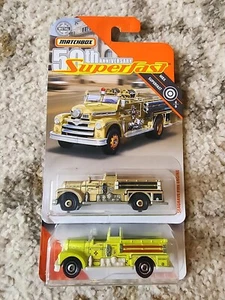 Lot Of 2 Matchbox 50th Anniversary Superfast Gold / Yellow Seagrave Fire Engine - Picture 1 of 11