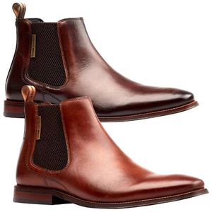 Botas Chelsea Base London Para Hombres Sikes Cuero Informales Inteligentes Tobillo Distribuidor Pull-On - Imagen 1 de 9