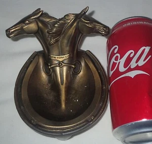 ANTIQUE COUNTRY K.O. NEW YORK CITY U.S.A. HORSE METAL SOUVENIR TRAY CARD HOLDER - Picture 1 of 8