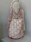 STREET LEVEL Laser Cut Soft Pink Leather Removable Drawstring Canvas Purse 2605