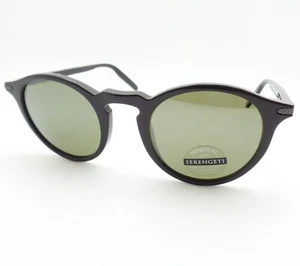 Serengeti Raffaele 8950 Shiny Black Green Polarized Authentic Sunglasses UV - Picture 1 of 4