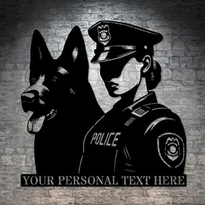 Letrero metálico personalizado para mujer policía. Decoración de pastor alemán K-9 personalizada - Imagen 1 de 6
