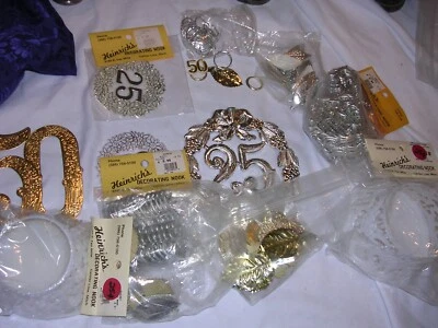 LOTE VINTAGE DE 50º Aniversario Dorado y Plata Decoración de Pasteles _paquete nuevo Foto 1 de 2