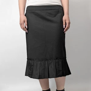 Dolce Gabbana DG Pleated Black Wool Pockets Knee A-line Pencil Skirt IT46/W32/L - Picture 1 of 22