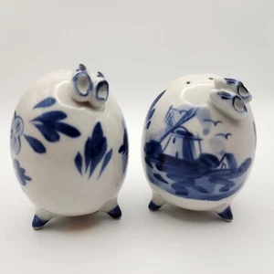 Juego de cocteleras de sal y pimienta azul blanco en forma de huevo diseño holandés Enesco Holland de colección - Imagen 1 de 8