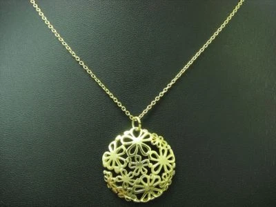 925 Argento Sterling Collana Pendente / Vero Argento / Placcato Oro/45,4cm/8,5g - Immagine 1 di 3