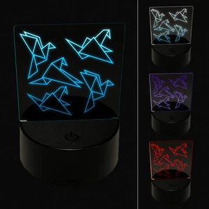 Flock of Origami Paper Birds 3D Illusion LED Night Light Sign Lamp - Picture 1 of 6