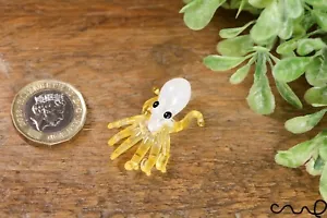 Hecho a mano amarillo limón vidrio pequeño pulpo brillo decoración de jardín adorno regalo - Imagen 1 de 6