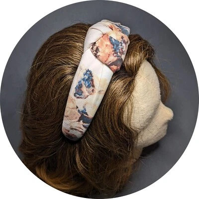 Diadema anudada estampado floral denim rosa claro Foto 1 de 4