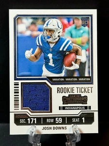Muestras de boletos de novato Josh Downs Panini Contenders 2023 variaciones Colts - Imagen 1 de 2