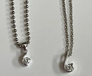 Clear Stone Necklaces (16") and (18") w/Gift Box - Silvertone - Picture 1 of 2