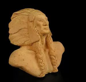 Sculpture Bust Chief Cheyenne Dull Knife Indian Signed Bernard 1943 - Picture 1 of 12