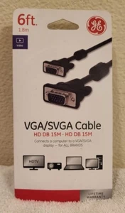GE • 6 ft. • VGA/SVGA Video and Display Cable • Black • 33592 • New In Box!! - Picture 1 of 2