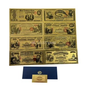 Premium Grade 8pcs 1 2 5 10 20 50 100 US Dollar USA Gold Banknote Collection Set - Picture 1 of 10
