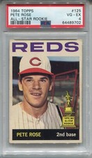 1964 Topps Baseball Card #125 Pete Rose All-Star Rookie Graded PSA 4 VG