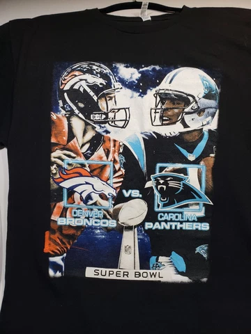 Super Bowl 2016 Panthers Broncos Mens short sleeve black T Cover