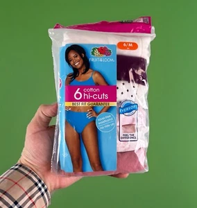 Hanes Hi Cuts Panties Womens Medium (6) Cotton 6 Piece Package Tagless Underwear - Picture 1 of 10
