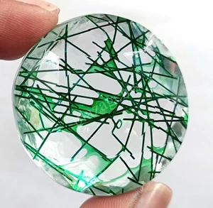 160.30 CT Round Cut Green Rutilated Quartz EGL Transparent Loose Gems 5AJ - Picture 1 of 8