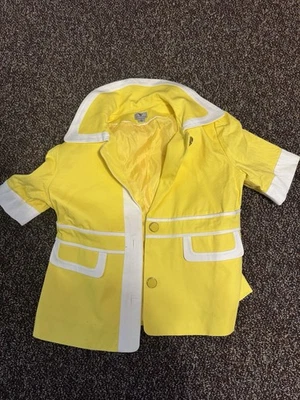 Chaqueta Blazer Worthington Mujer Talla Grande Amarillo Blanco Manga Corta Ropa de Trabajo Foto 1 de 4