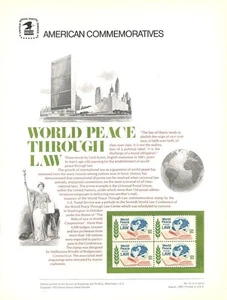 #54 10c World Peace Through Law #1576 USPS Commemorative Panel in Orig Sleeve - Picture 1 of 1