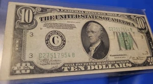 FR. 2007 C $10 1934-B Federal Reserve Note Philadelphia C-B Block - Picture 1 of 3