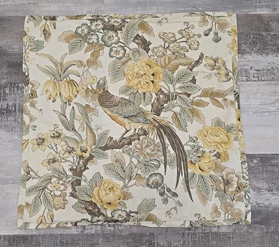 Capa frondosa de travesseiro Pottery Barn Chic Chinoserie pavão floral EURO mistura de linho - Imagem 1 de 4