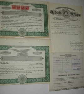 1965 Klingbeil Insurance Co. 1st 1000 Shares Stock & Corp. Charter Certif. Mich. - Bild 1 von 15