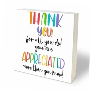 5 Inches Positive Wooden Block Sign - Home Living Room Thank You For All You Do - Picture 1 of 6
