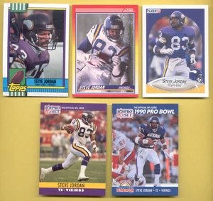 Lote de 5 cartas Fleer Pro Set Score Topps Steve Jordan Minnesota Vikings 1990 - Imagen 1 de 1