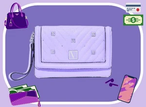Victoria's Secret Victoria THE Tech Phone Wristlet Wallet Lilac V SIlver LOGO - Picture 1 of 5