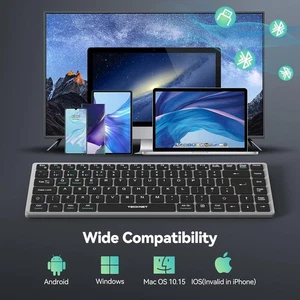 TECKNET Compact Wireless Keyboard, Bluetooth & 2.4G, Rechargeable, UK Layout - Picture 1 of 7