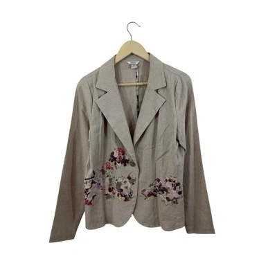 Christopher Banks Medium Linen Rayon Blazer Jacket Floral Patchwork Womens - Image 1 of 4