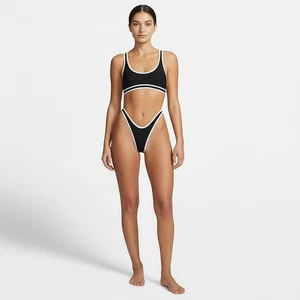 Neu mit Etikett Fabletics hochgeschnittenes Bikiniunterteil Damen XS schwarz weiß - Bild 1 von 6