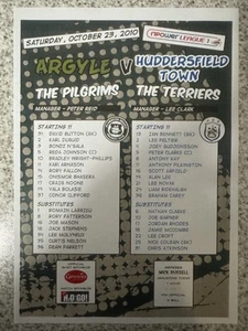 2010/11 Plymouth Argyle v Huddersfield Town (23/10/10) League One Team Sheet - Picture 1 of 1