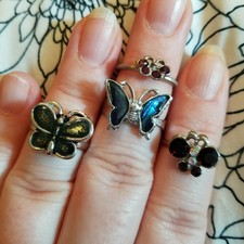 Four Butterfly Rings, Size 4.5 - 8 butterfly ring lot