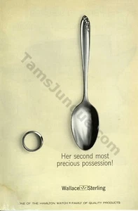 Wallace 1961 plata esterlina joyería cubiertos antiguo anuncio impreso idea de regalo (1885) - Imagen 1 de 1