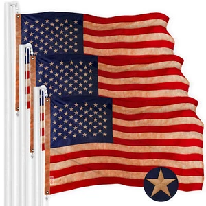 NEW G128 USA Tea-Stained Flag 3-Pack 6x10 Ft, American Embroidered Polyester - Picture 1 of 7