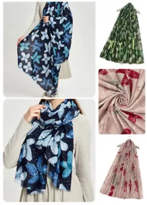 Sciarpa donna grande stampa floreale sfilacciata donna stola fiori avvolgente 7910 - Foto 1 di 5