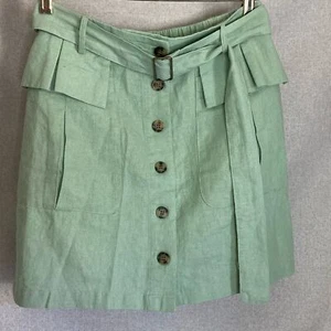 Nicole Miller Skirt Green Mini Linen Blend Size S - Picture 1 of 6