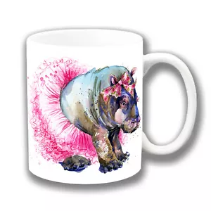 Adorable Niña Hipopótamo 10 oz Taza de Té de Café Cerámica Dibujos Dibujos Hipopótamo con Tutú Rosa - Imagen 1 de 1