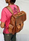 Leather Bag Goat Men S Backpack Rucksack Vintage Laptop Brown Messenger New 15"